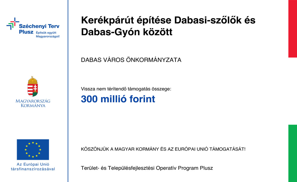 Kerékpárút építése Dabasi-szőlők és Dabas-Gyón között