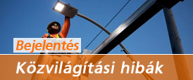 Közvilágítási hibák oldal megnyitása nyomógomb